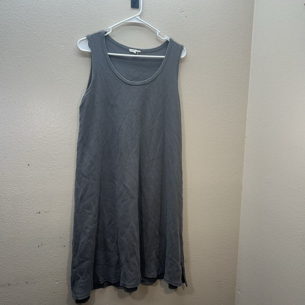 Eileen Fisher Waffle Knit Tank Sun Dress SZ S Midi Lagenlook Minimalist‎ Organic